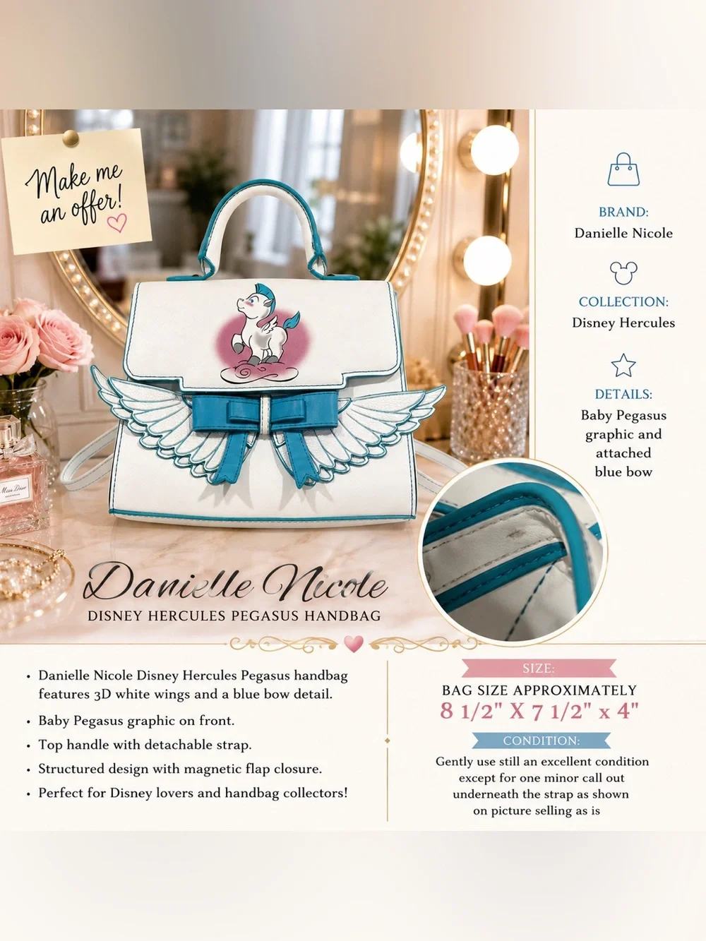 Danielle Nicole Disney Hercules Pegasus Handbag